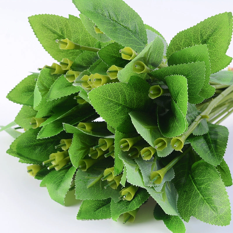 20pcs Plastic Floral Wire Stem with Green Leaves