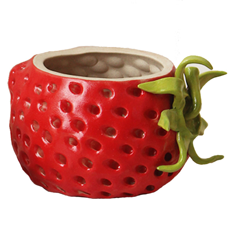 red ceramic flower pot Cute Strawberry Mini Ceramic Plant Pot – Floral Supplies Store