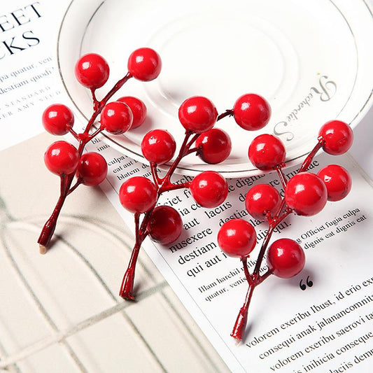 20 Pack Artificial Christmas Red Berries Stems
