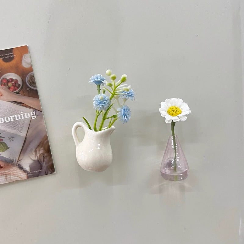 Set of 7 Mini Ceramic Vase Fridge Magnets