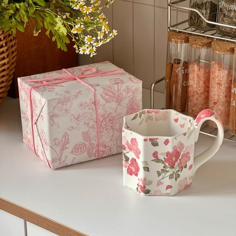 Mug à café en céramique motif peinture à l'huile florale