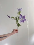 Load image into Gallery viewer, Purple Artificial Clematis Flower Spray 70cmH