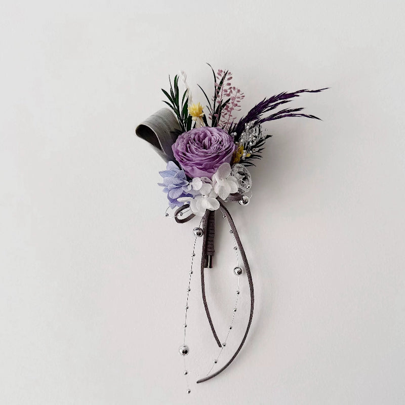 Lavender Preserved Rose Boutonniere & Corsage