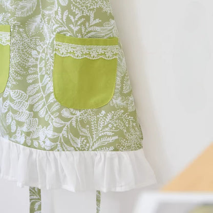 Waterproof Green Leaf Floral Florist Apron