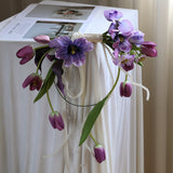 Load image into Gallery viewer, Purple Tulip Horizontal Hand-Tied Bridal Bouquet