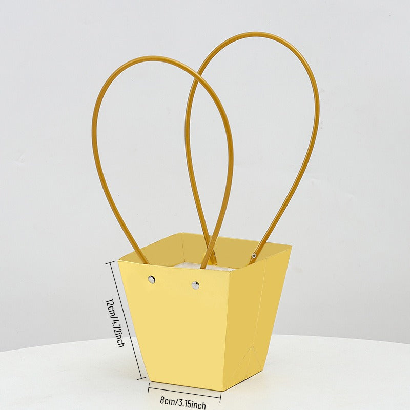 Golden Waterproof Flower Gift Bags Pack 10