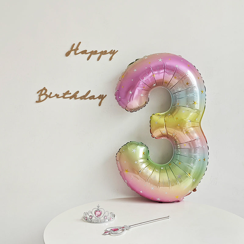 40 Inch Rainbow Star Gradient Number Balloon