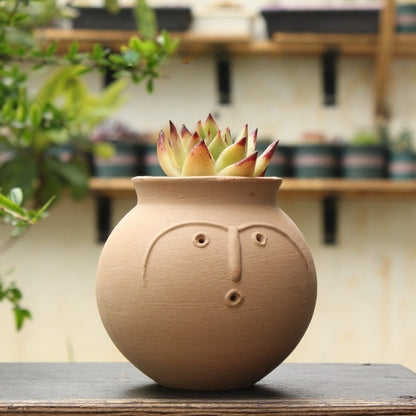 Terracotta Face Matte Ceramic Plant Pot
