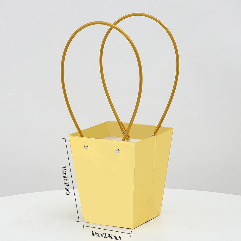 Golden Waterproof Flower Gift Bags Pack 10
