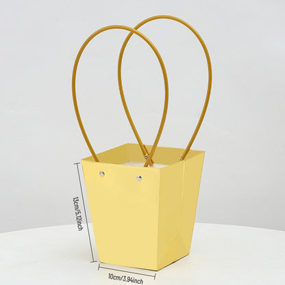 Golden Waterproof Flower Gift Bags Pack 10