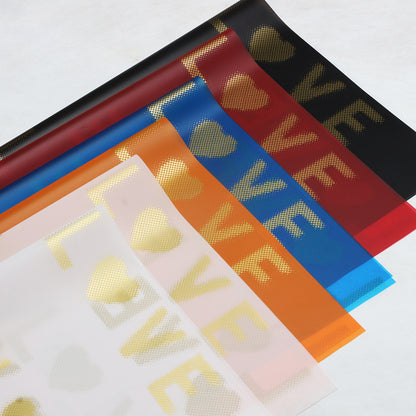 20 feuilles d'emballage floral en cellophane LOVE (57x57 cm)