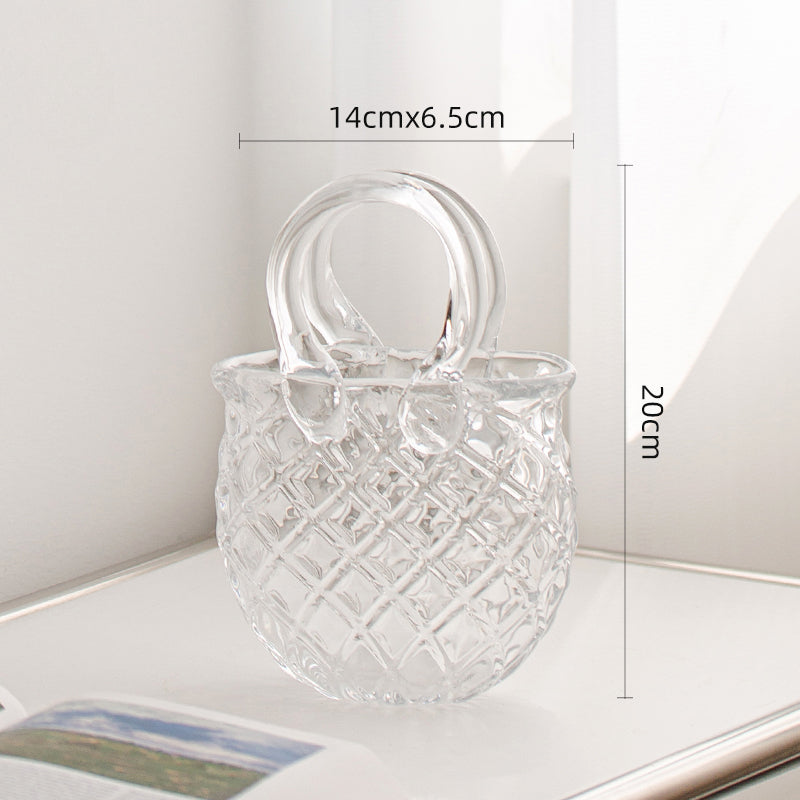 Quilted Texture Glass Handbag Vase