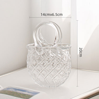 Quilted Texture Glass Handbag Vase