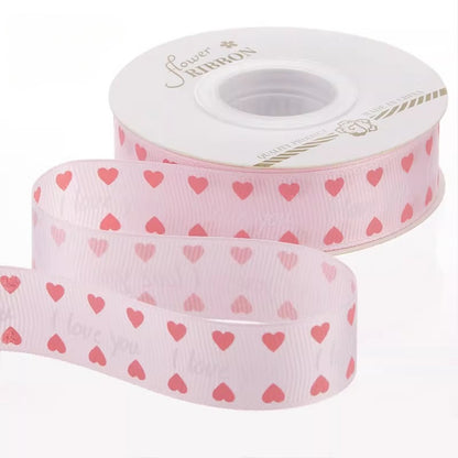 LOVE Heart Print Valentine’s Day Ribbon (2.5cmx25Yd)