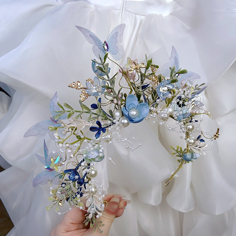 Handmade Flower Butterfly Wreath Headband