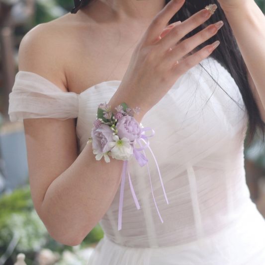 Lavender Rose Wrist Corsages for Bridesmaids