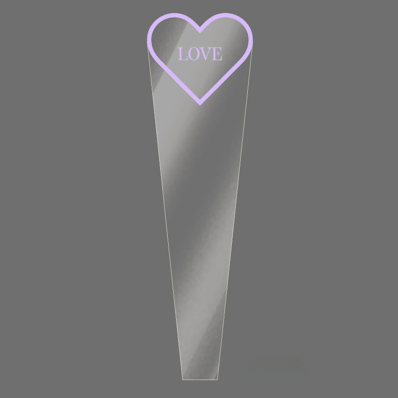 Clear Single Rose Sleeves with Heart Frame Pack 100