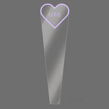 Clear Single Rose Sleeves with Heart Frame Pack 100