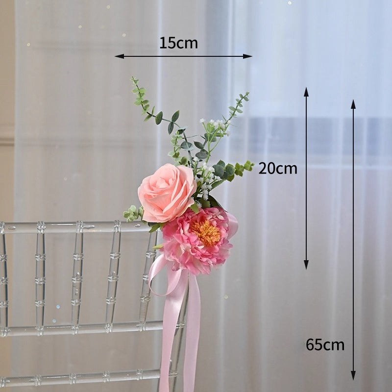 Artificial Rose & Poney Chair Back Flowers