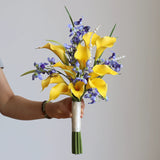Load image into Gallery viewer, Yellow Calla Lily Violet Bridesmaid Bouquet