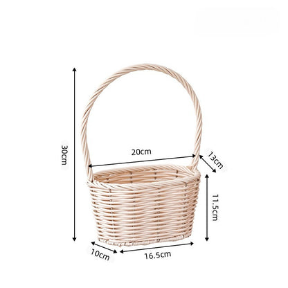 Oval Faux Wicker Flower Basket Set of 2
