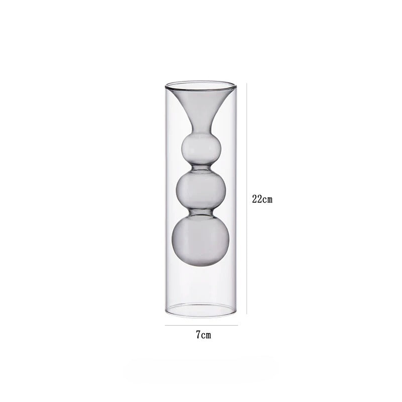 Geometric Double-Walled Glass Bubble Vase