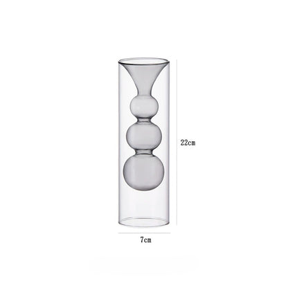 Geometric Double-Walled Glass Bubble Vase
