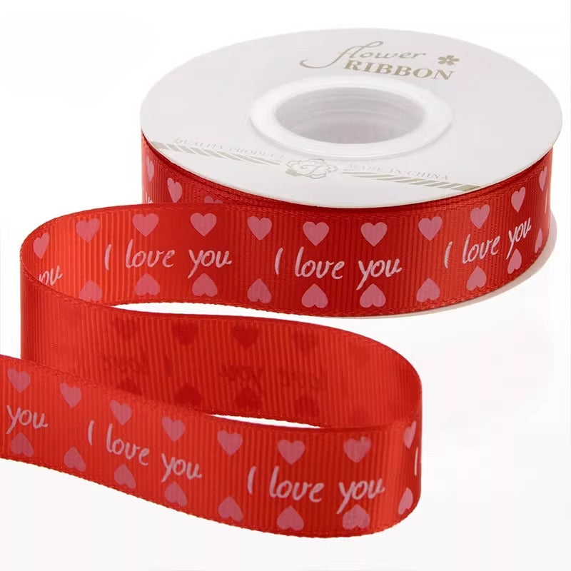 LOVE Heart Print Valentine’s Day Ribbon (2.5cmx25Yd)