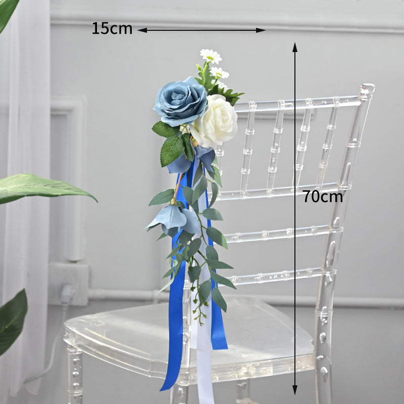Artificial Flowers with Long Ribbon for Chair Decor
