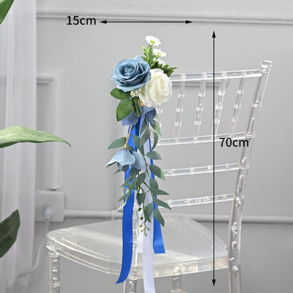 Artificial Flowers with Long Ribbon for Chair Decor