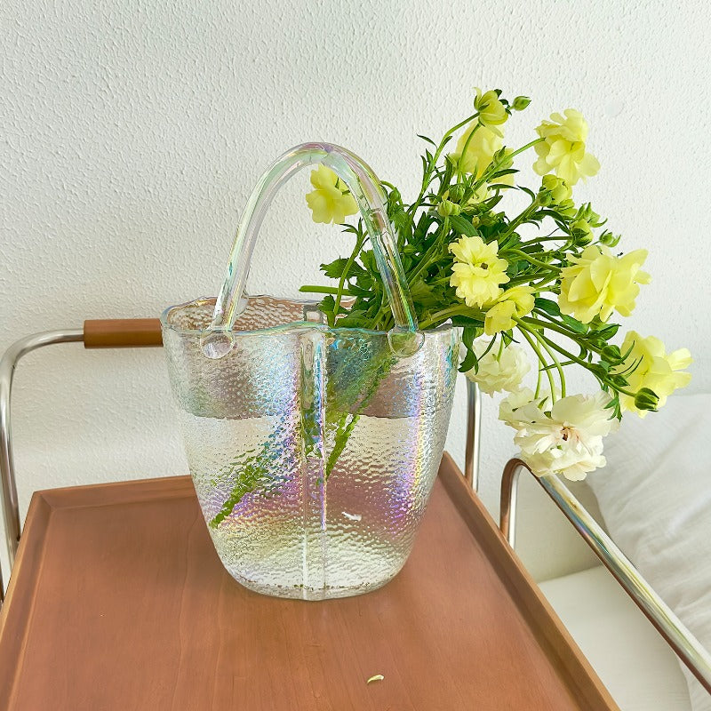 Modern Iridescent Glass Handbag Vase