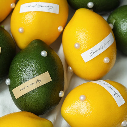 Décoration de citron artificiel réaliste avec perles