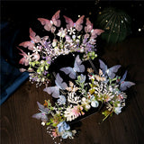 Load image into Gallery viewer, Handmade Flower Butterfly Wreath Headband