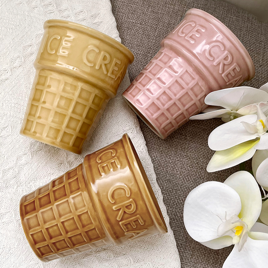 Unique Ceramic Ice Cream Cone Flower Vase
