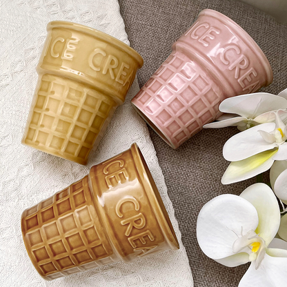 Unique Ceramic Ice Cream Cone Flower Vase