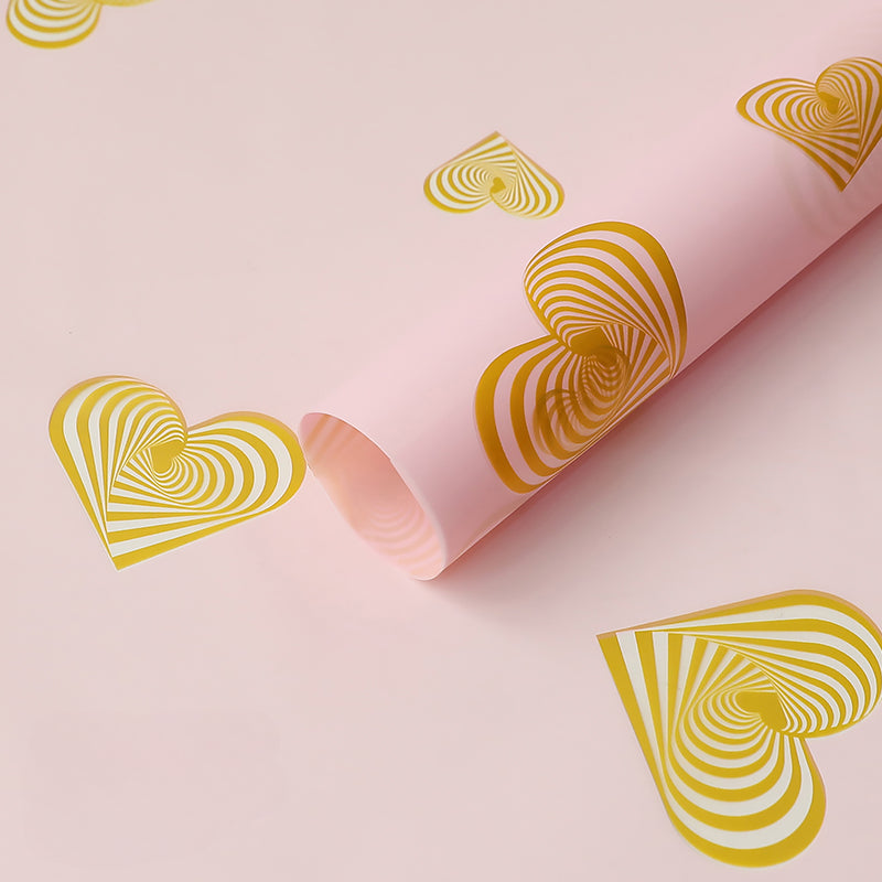 20pcs Heart-Print Cellophane Wrap for Bouquets (56x56cm)