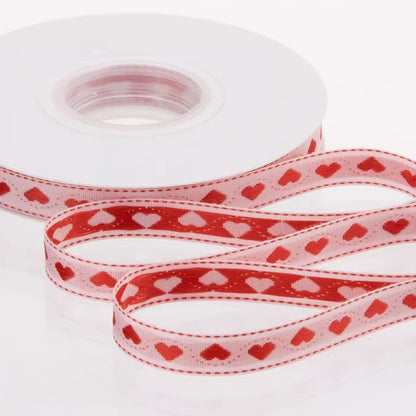 Double-sided Heart Ribbon for Valentine's Day (1cmx15Yd)