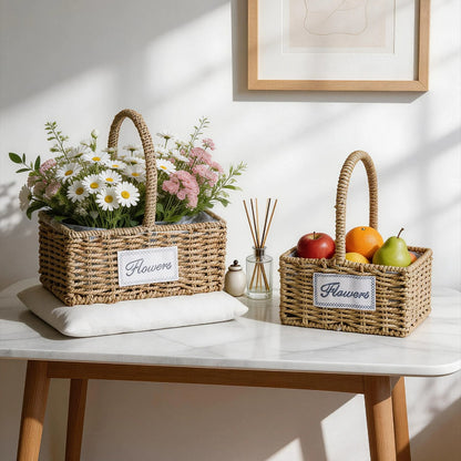 Rectangular Woven Flower Basket Set of 2