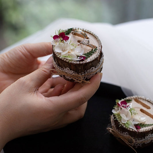 Preserved Flower Wooden Wedding Ring Box