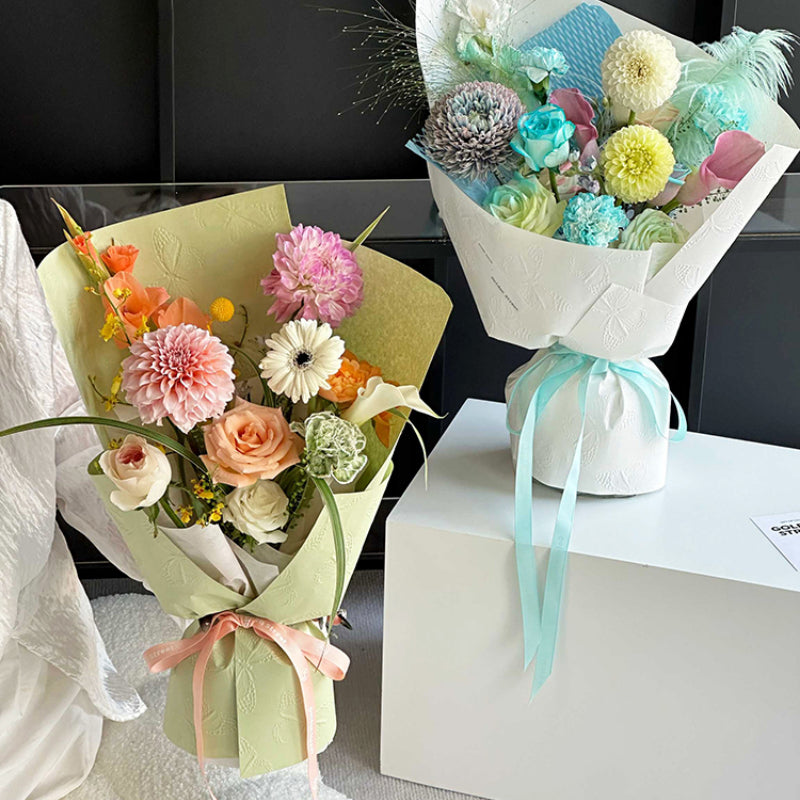 10pcs Butterfly Embossed Floral Wrap Paper (58x58cm)