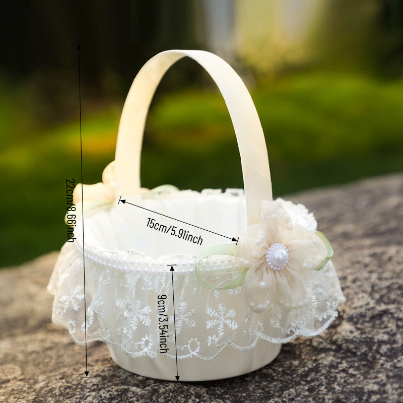 Delicate Flower Girl Basket for Weddings