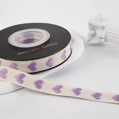Heart Embroidery Cotton Ribbon (1.5cmx10Yd)