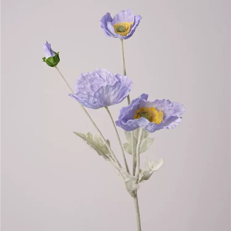 25" 4-Head Real Touch Artificial Poppy Spray