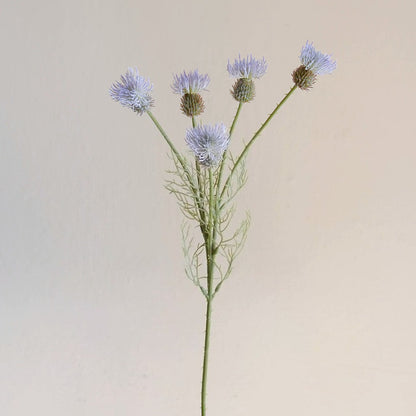 23" 5-Head Flocked Artificial Thistle Spray
