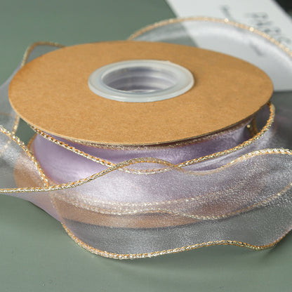 Curling Gold Edge Organza Ribbon (40mmx10Yd)