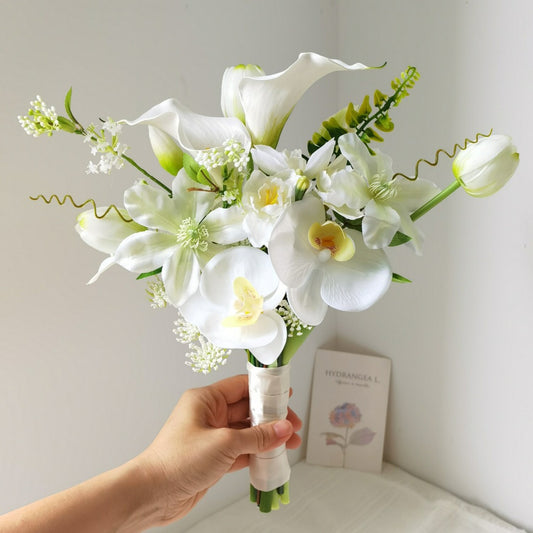 White Orchid & Calla Lily Bridesmaid Bouquet
