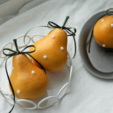 Load image into Gallery viewer, Realistic Artificial Pear Decor with Pearls &amp; Ribbon