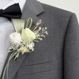 Load image into Gallery viewer, Preserved Green Rose Boutonniere &amp; Wrist Corsage