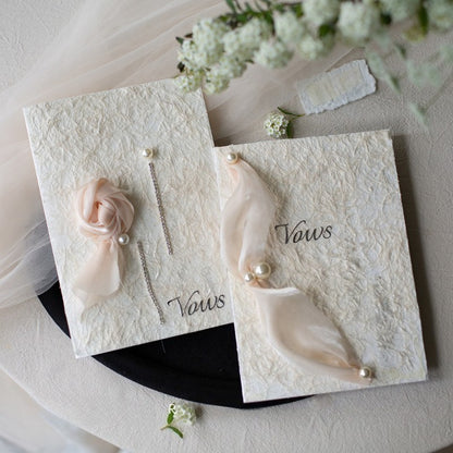 Cartes de vœux couleur champagne avec ruban (lot de 2)