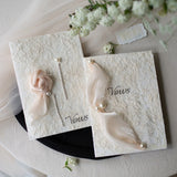 Load image into Gallery viewer, Champagne-hued Vow Cards with Ribbon (Set of 2)